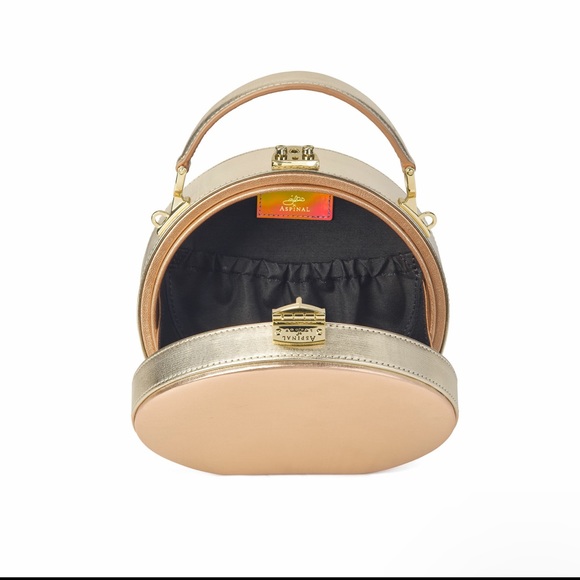 Giles x Aspinal Mini Hat Box Rose Gold Moire Print discontinued - Picture 11 of 17